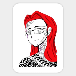 red haired woman ecopop Sticker